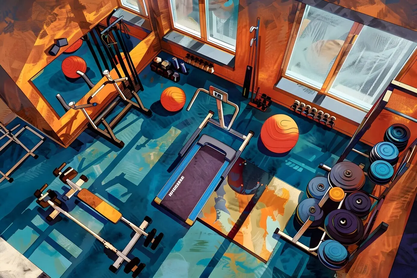 Ansicht eines Fitnessraums für Training und Sport